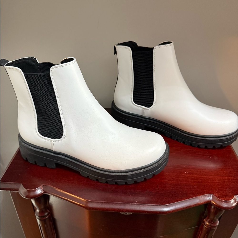 Sleek White Combat Boots